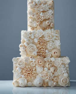 Bas Relief Floral Wedding Cake