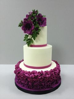 Burgundy Ruffle Wedding Cake