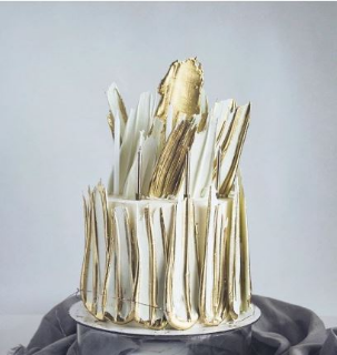 Chocolate & Gold Shard Wedding Cake