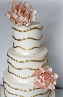 Gold Banded Wedding Cake