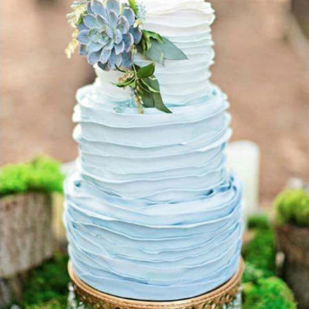 Blue Ombre Ruffle Wedding Cake   
