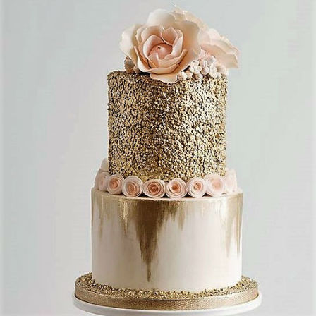 Gold & Apricot Tiered Cake